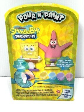 SpongeBob Pour N Paint Plaster Kit Mold Tray Paint Set Craft Activity Kids Play